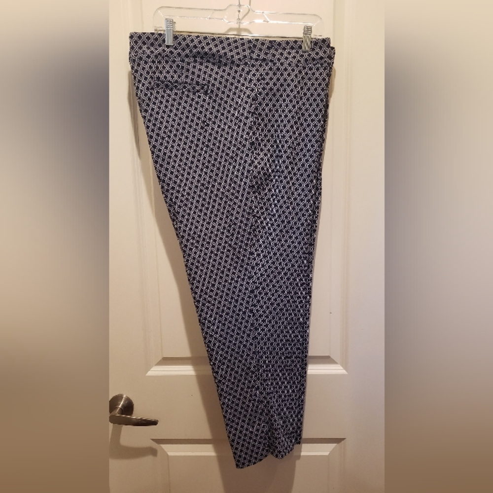 Lila Rose Stylish Womens Navy Patterned Skinny Pull On Slacks